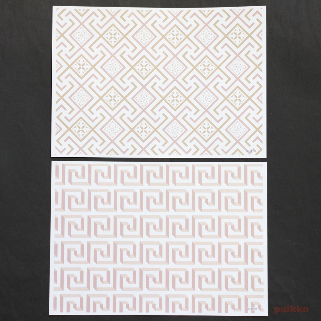 紙製ブックカバー ギリシャ模様1(カラー)(5枚セット)