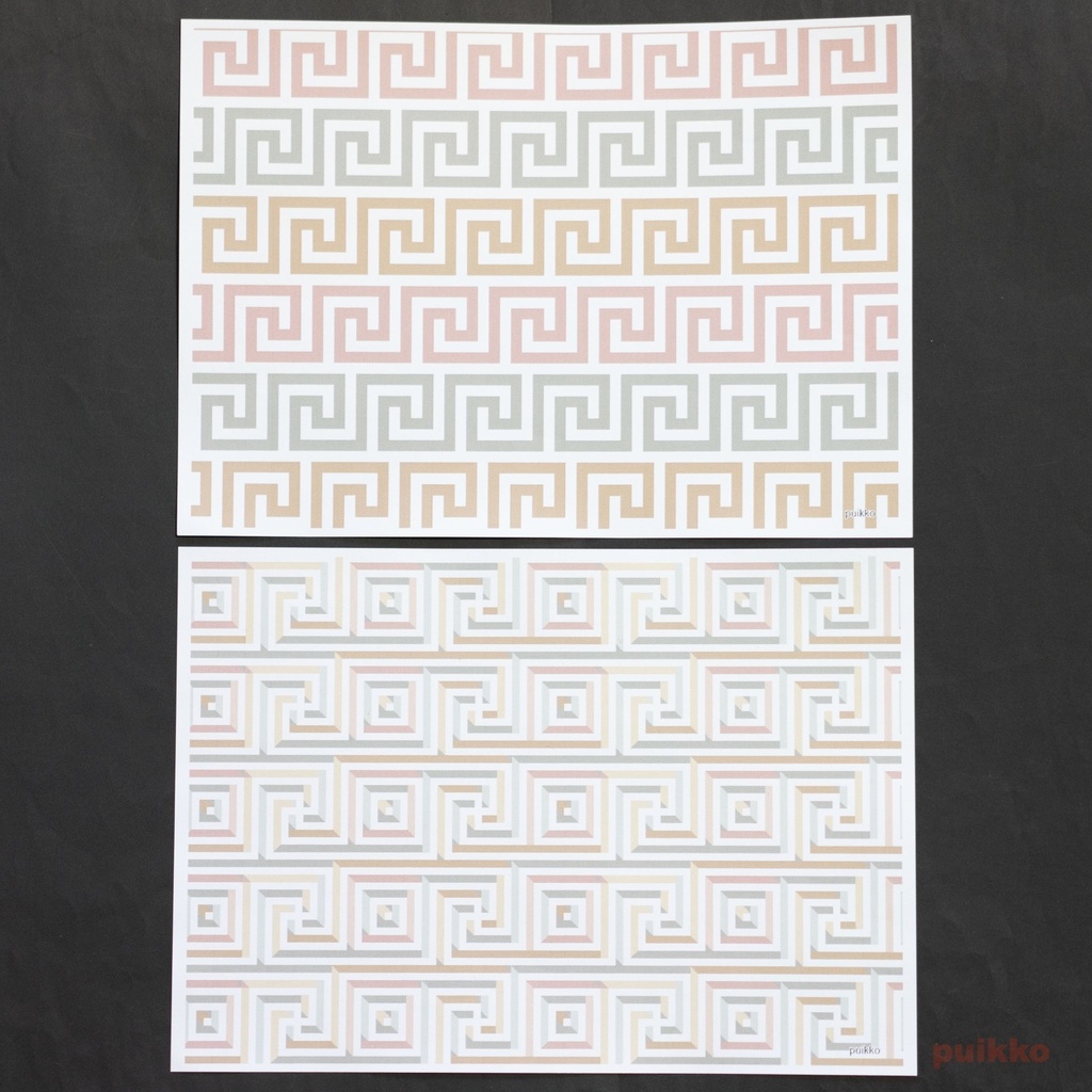 紙製ブックカバー ギリシャ模様1(カラー)(5枚セット)