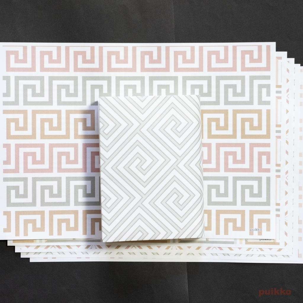 紙製ブックカバー ギリシャ模様1(カラー)(5枚セット)