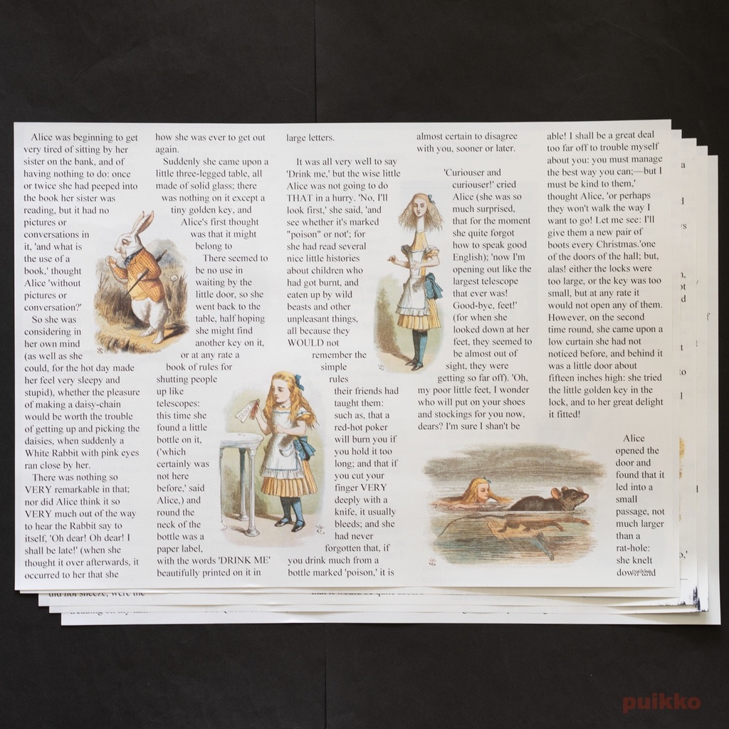 紙製ブックカバー 「不思議の国のアリス」6(彩色版) A3判(5枚セット)