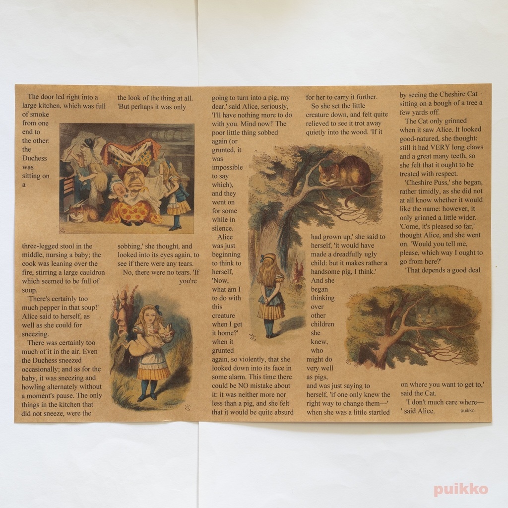 紙製ブックカバー 「不思議の国のアリス」6(彩色版) A3判(5枚セット)