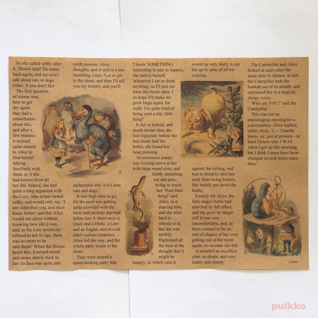 紙製ブックカバー 「不思議の国のアリス」6(彩色版) A3判(5枚セット)