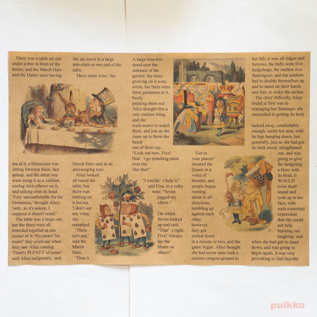 紙製ブックカバー 「不思議の国のアリス」6(彩色版) A3判(5枚セット)