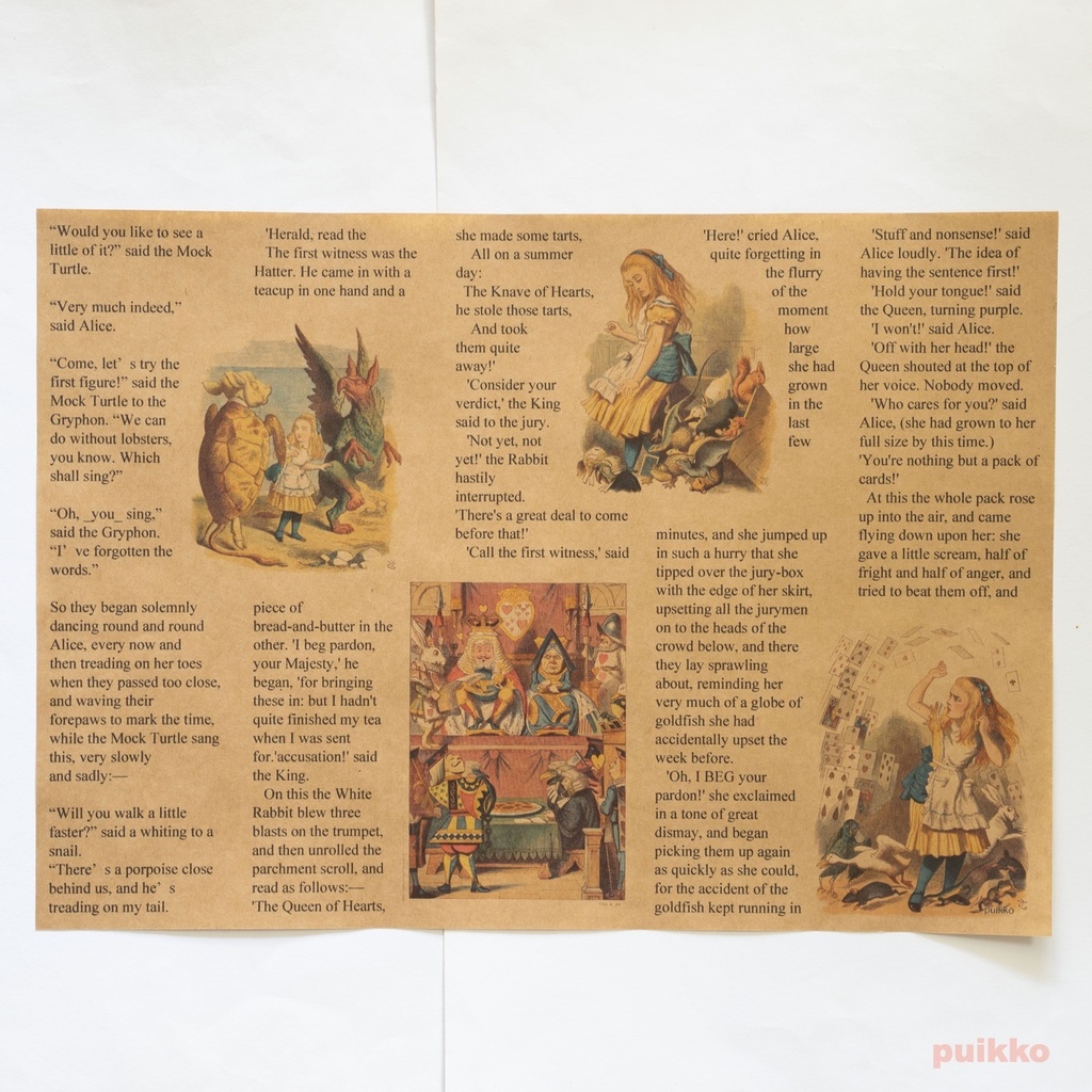 紙製ブックカバー 「不思議の国のアリス」6(彩色版) A3判(5枚セット)