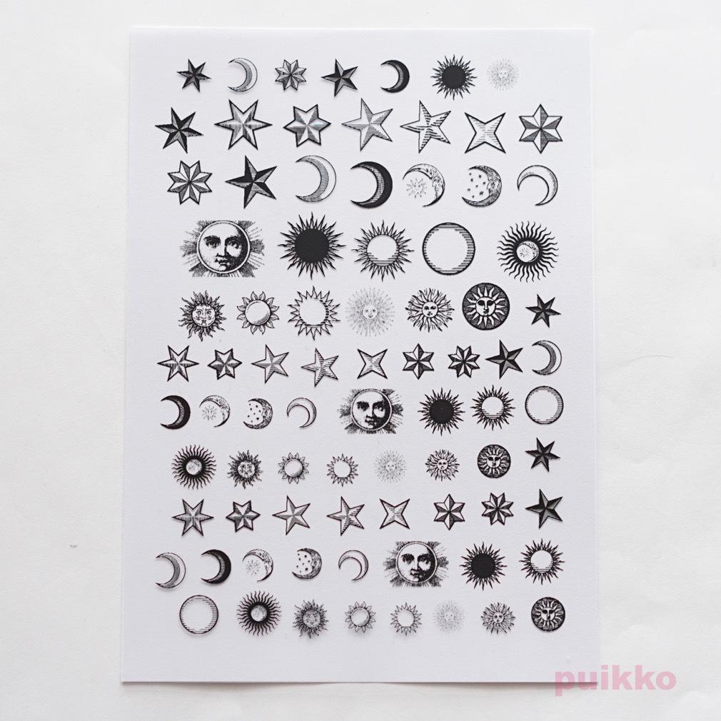 レトロな星 月 太陽 レジン封入用フィルム Puikko Booth