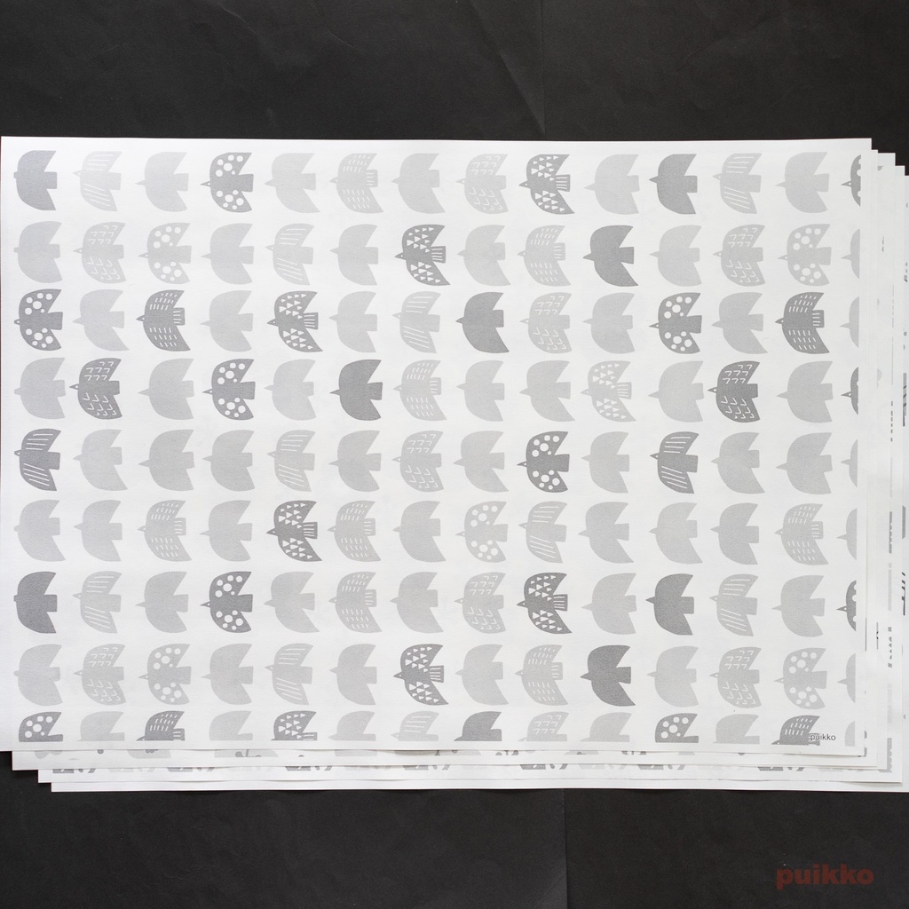 紙製ブックカバー 北欧パターン(モノクロ) A3判(5枚セット)