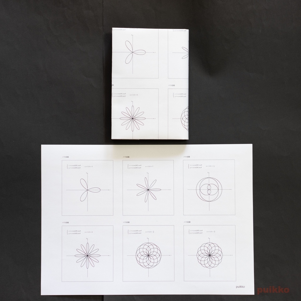 紙製ブックカバー 方程式のグラフ3(5枚セット)