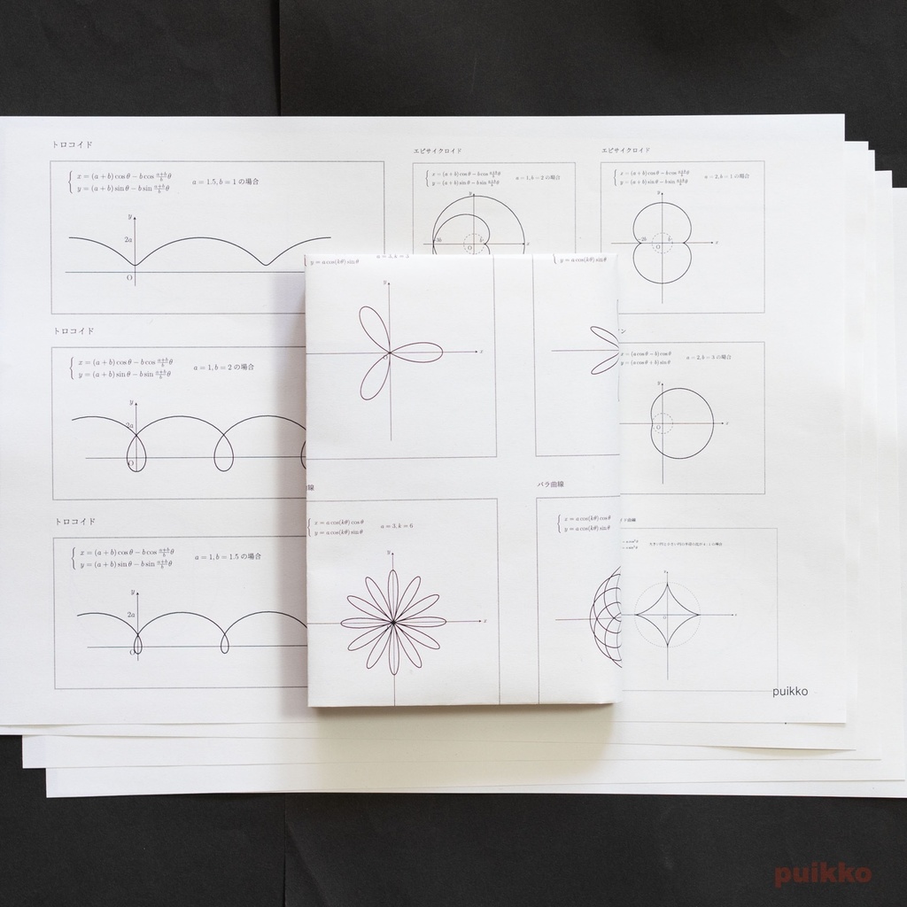 紙製ブックカバー 方程式のグラフ3(5枚セット)