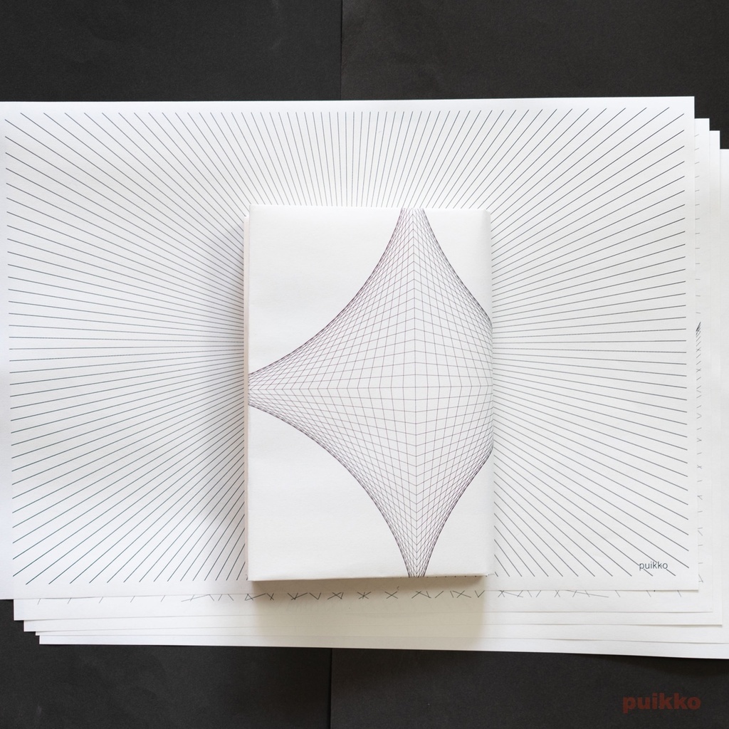 紙製ブックカバー 直線・曲線による幾何学模様(5枚セット)