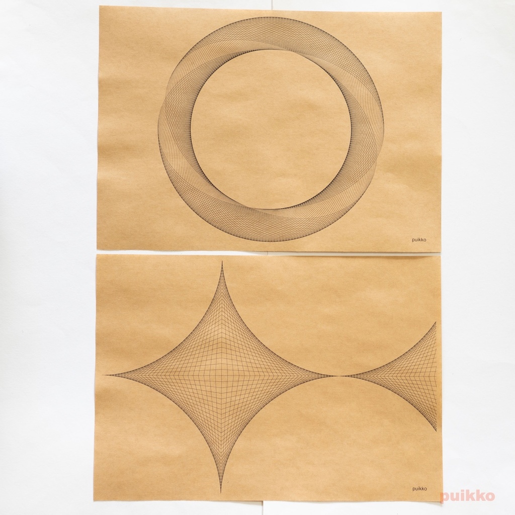 紙製ブックカバー 直線・曲線による幾何学模様(5枚セット)