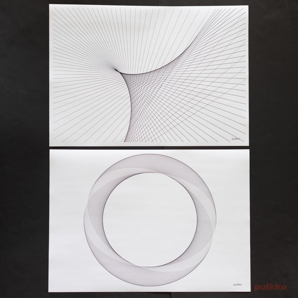 紙製ブックカバー 直線・曲線による幾何学模様(5枚セット)