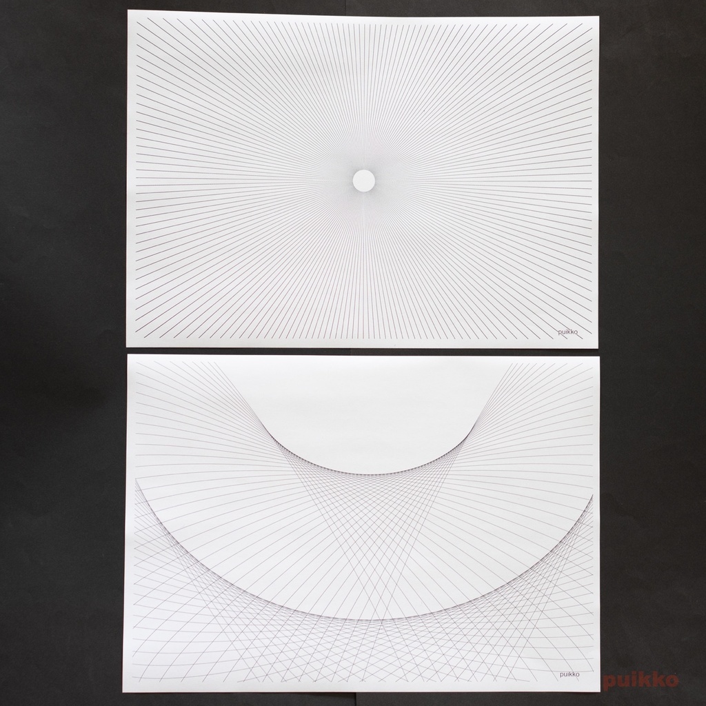 紙製ブックカバー 直線・曲線による幾何学模様(5枚セット)