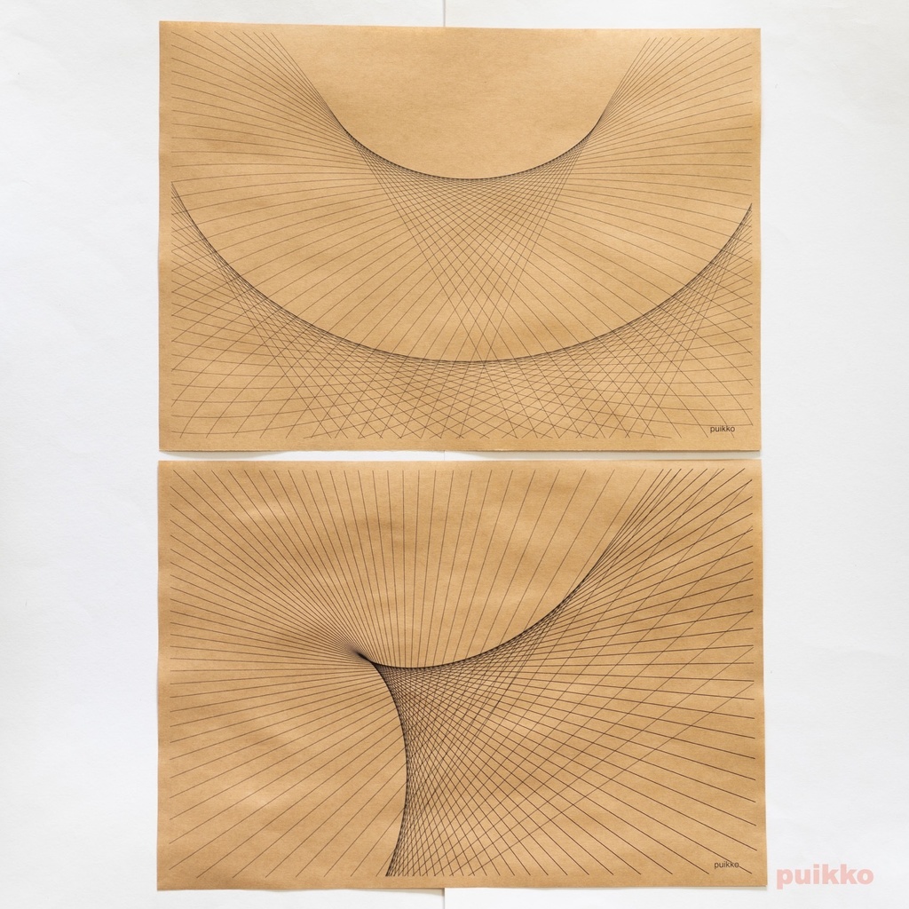 紙製ブックカバー 直線・曲線による幾何学模様(5枚セット)