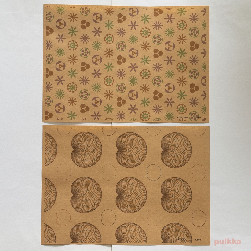 紙製ブックカバー 数学柄2 カラー(5枚セット)