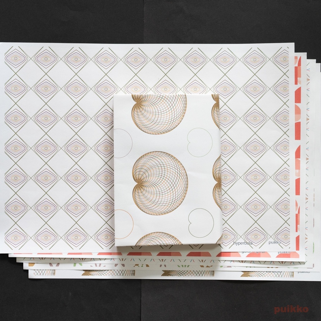 紙製ブックカバー 数学柄2 カラー(5枚セット)