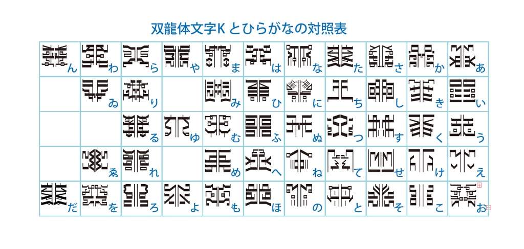 デジタルコンテンツ 双龍体文字Kフォント