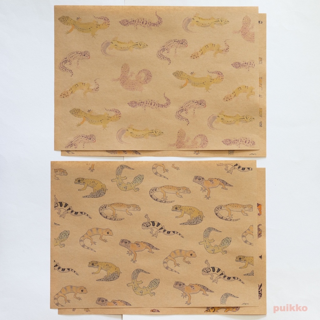 紙製ブックカバー レオパードゲッコー(カラー)(6枚セット)