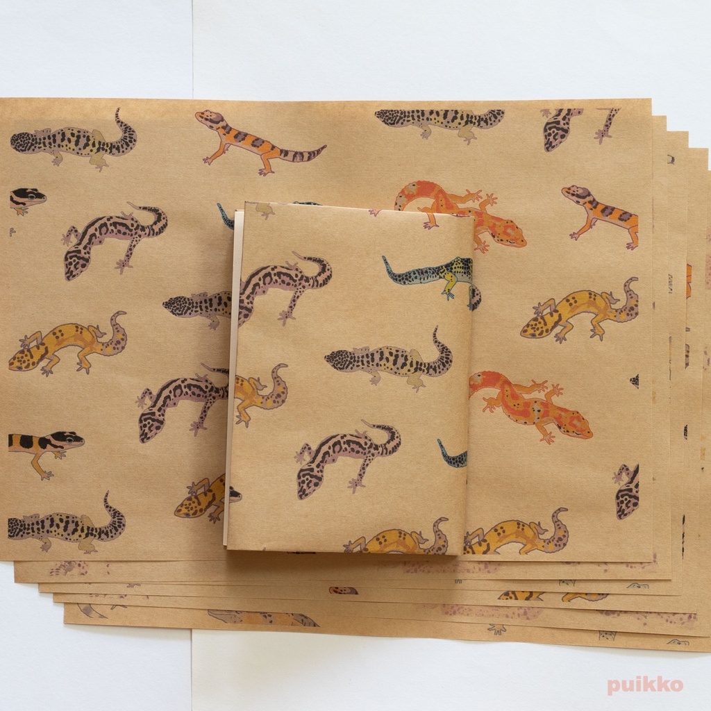 紙製ブックカバー レオパードゲッコー(カラー)(6枚セット)