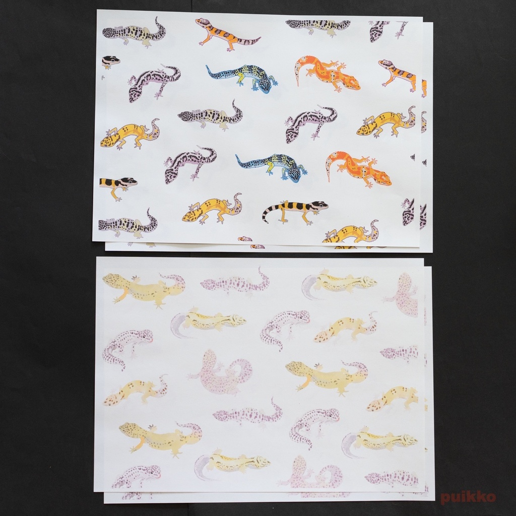 紙製ブックカバー レオパードゲッコー(カラー)(6枚セット)
