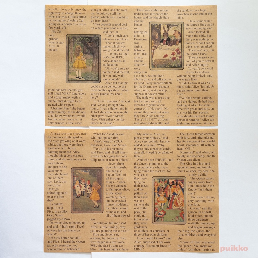 紙製ブックカバー 「不思議の国のアリス」5(カラー)(5枚セット)