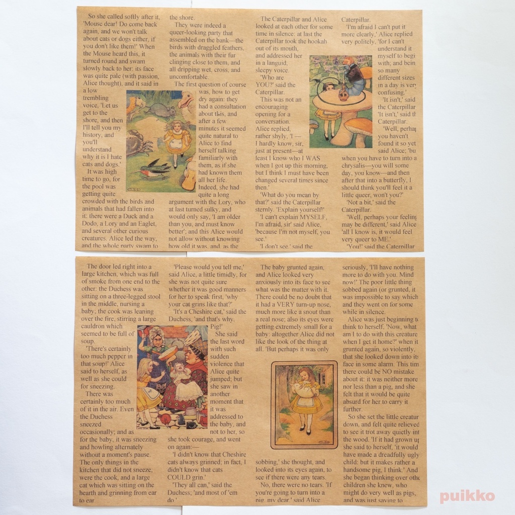 紙製ブックカバー 「不思議の国のアリス」5(カラー)(5枚セット)