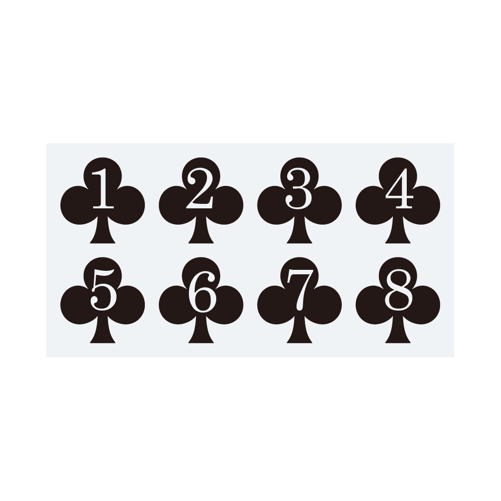 ステッカー　トランプ　クラブ＆数字（8片）