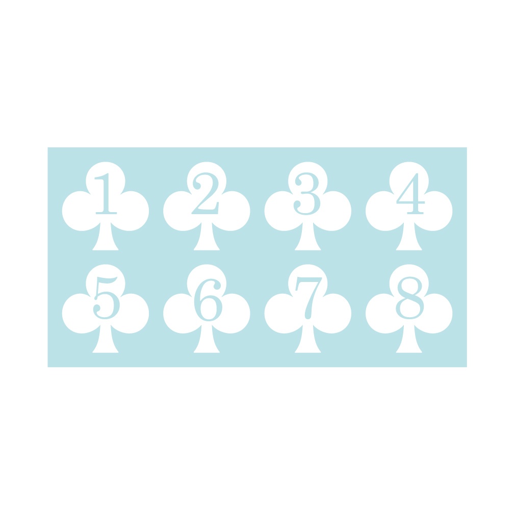 ステッカー トランプ クラブ&数字(8片)