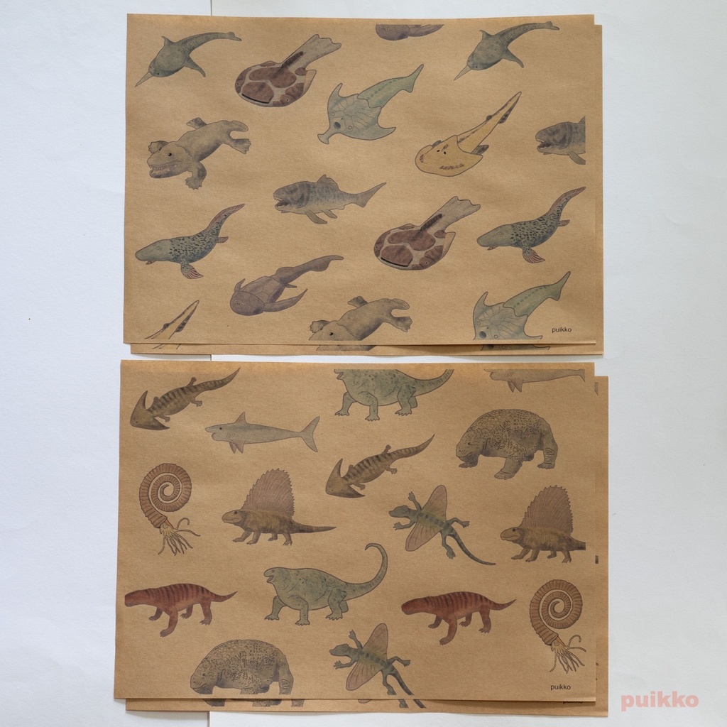 紙製ブックカバー 古生代の生物(カラー)(6枚セット)