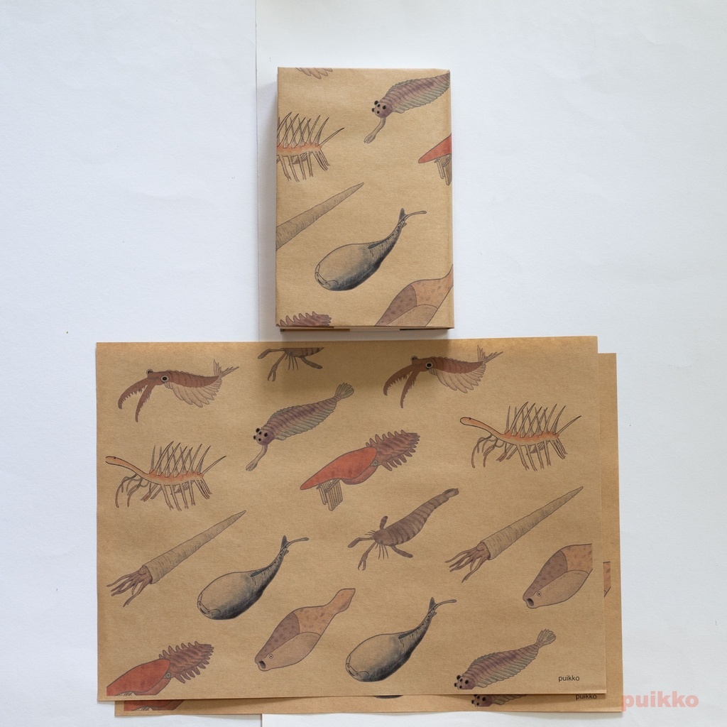 紙製ブックカバー 古生代の生物(カラー)(6枚セット)