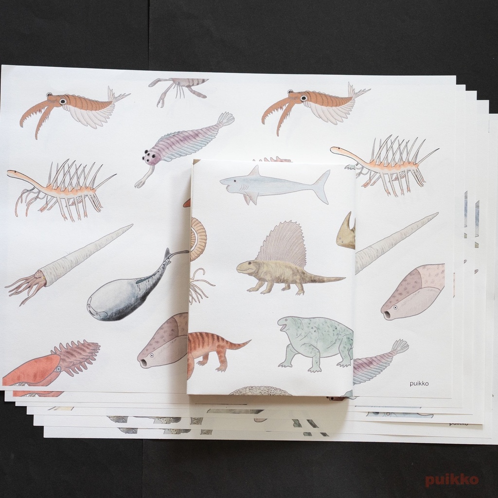 紙製ブックカバー 古生代の生物(カラー)(6枚セット)