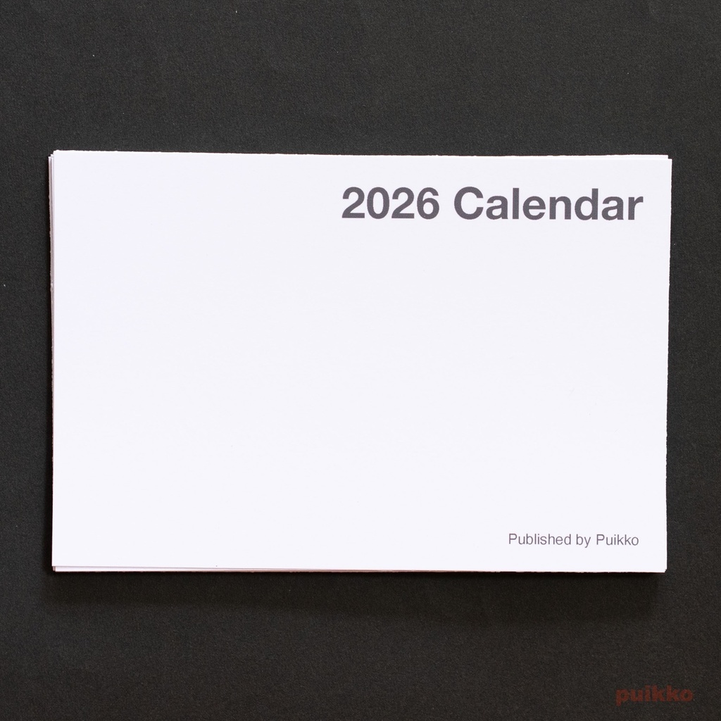 カレンダー　2026年　ブランク横