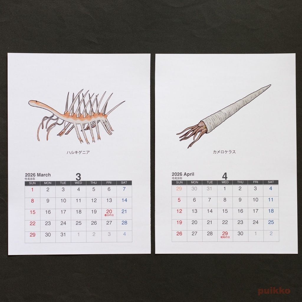 カレンダー 2026年 古生代の生物(A5判・壁掛けタイプ)