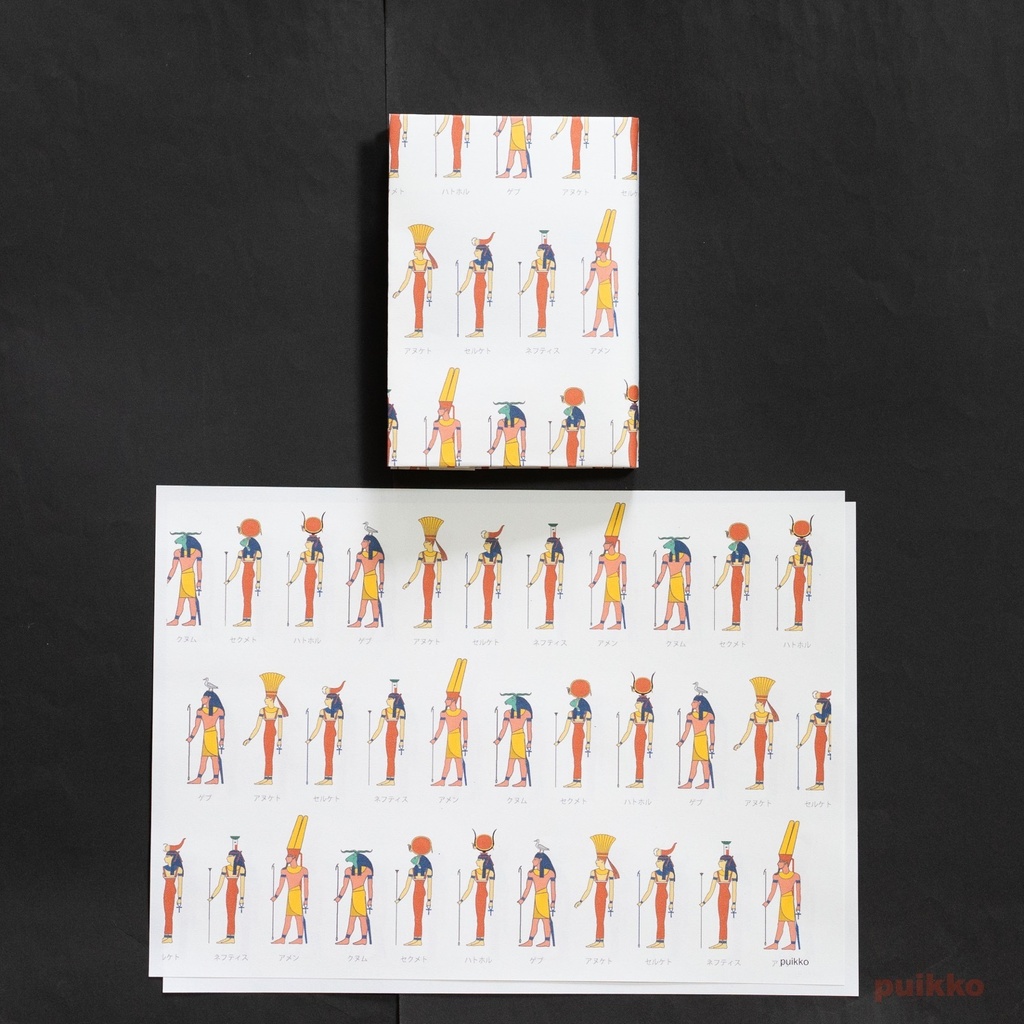 紙製ブックカバー エジプト神話の神(カラー)(6枚セット)