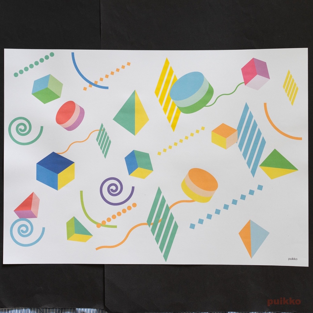 紙製ブックカバー メンフィス柄1(カラー) A3判(5枚セット)