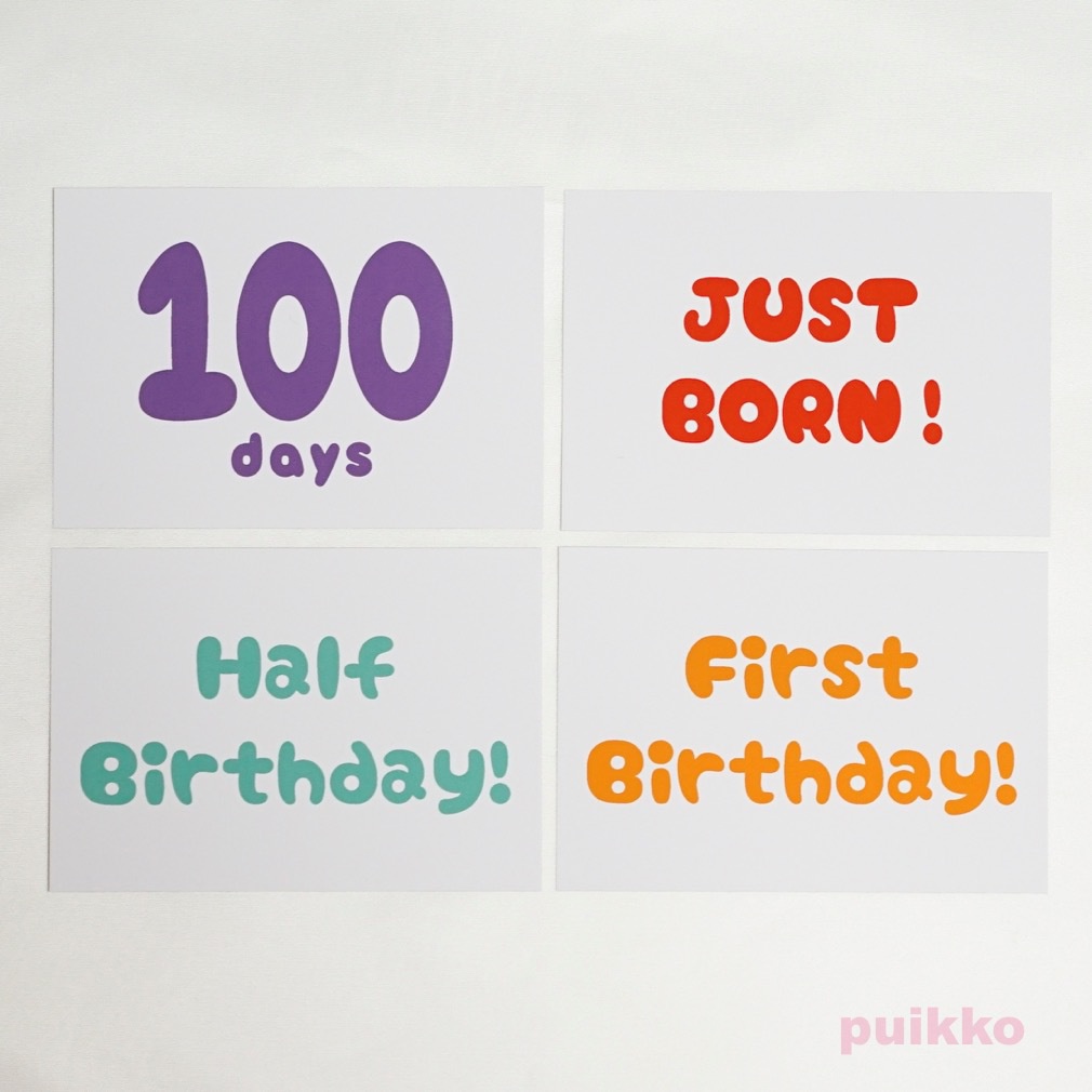 ベビーマンスリーカード 丸付き数字ふんわりラウンド(L判)