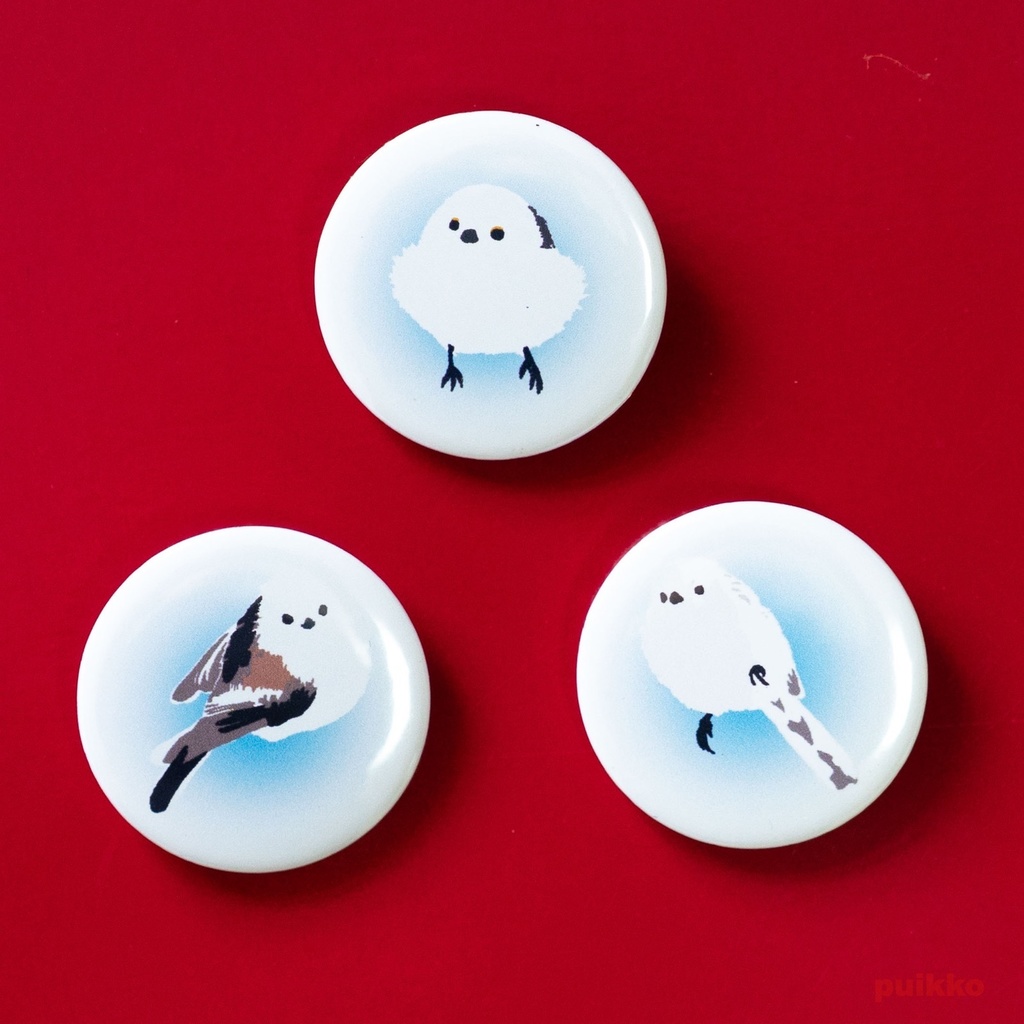 缶バッジ 32mm　シマエナガ（3個セット）