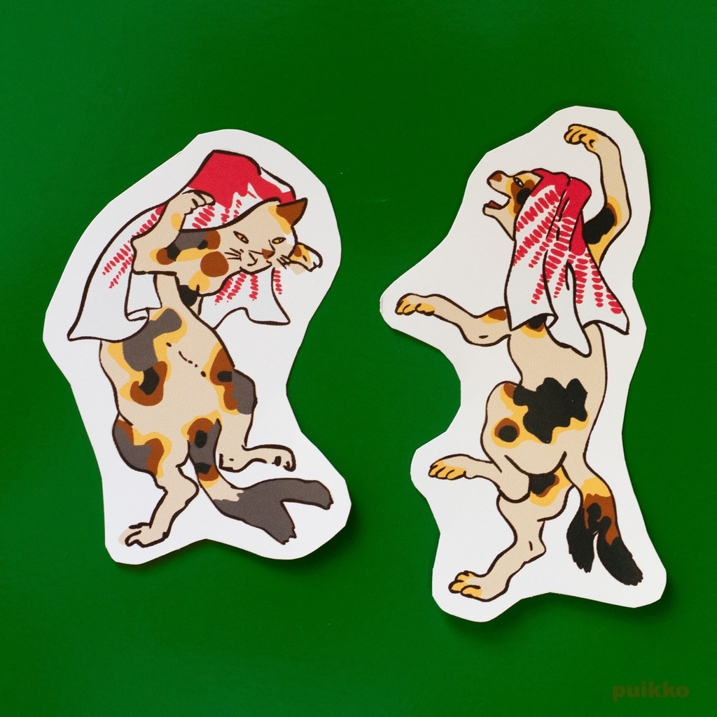 シールタイプステッカー　歌川国芳　踊る猫又4（2枚セット）