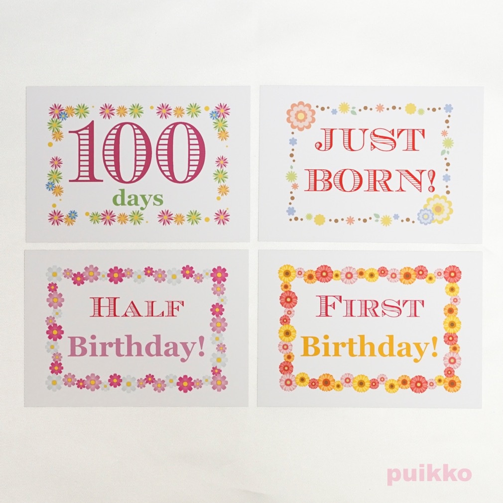 ベビーマンスリーカード 花のフレーム(L判)