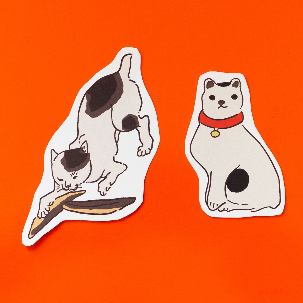 シールタイプステッカー 歌川国芳「猫飼好五十三疋」2(2枚セット)