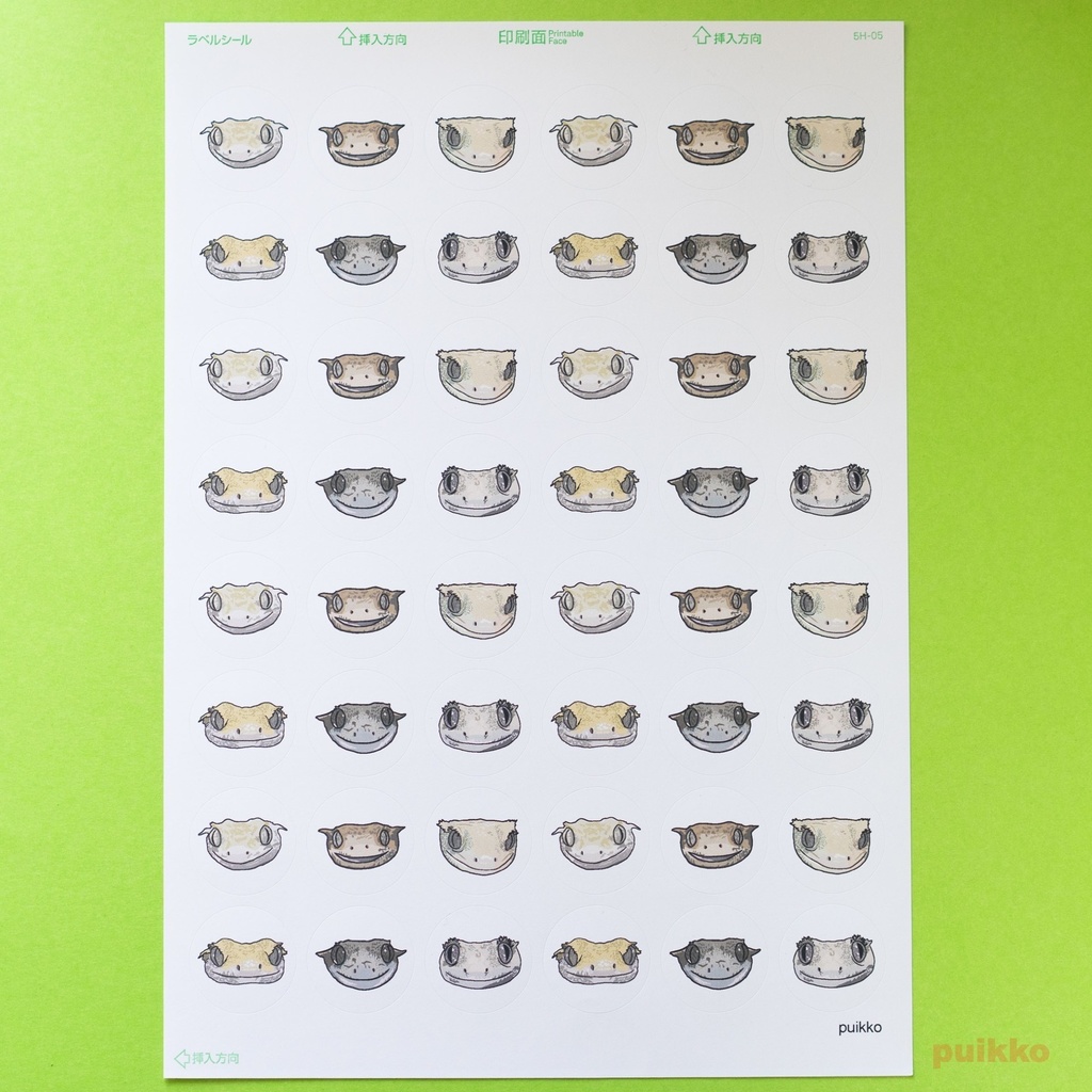 丸シール30mm　クレステッドゲッコーの正面顔