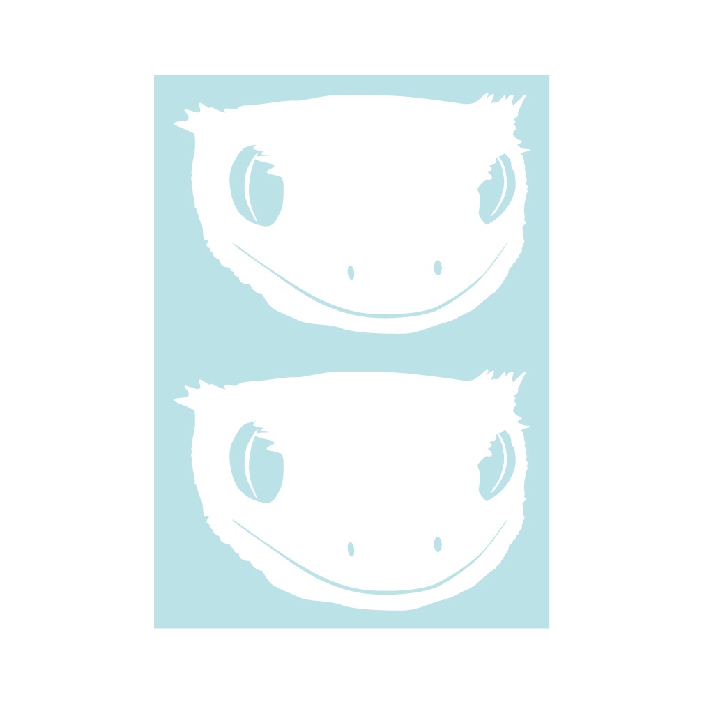 ステッカー クレステッドゲッコーの正面顔・小(2片)