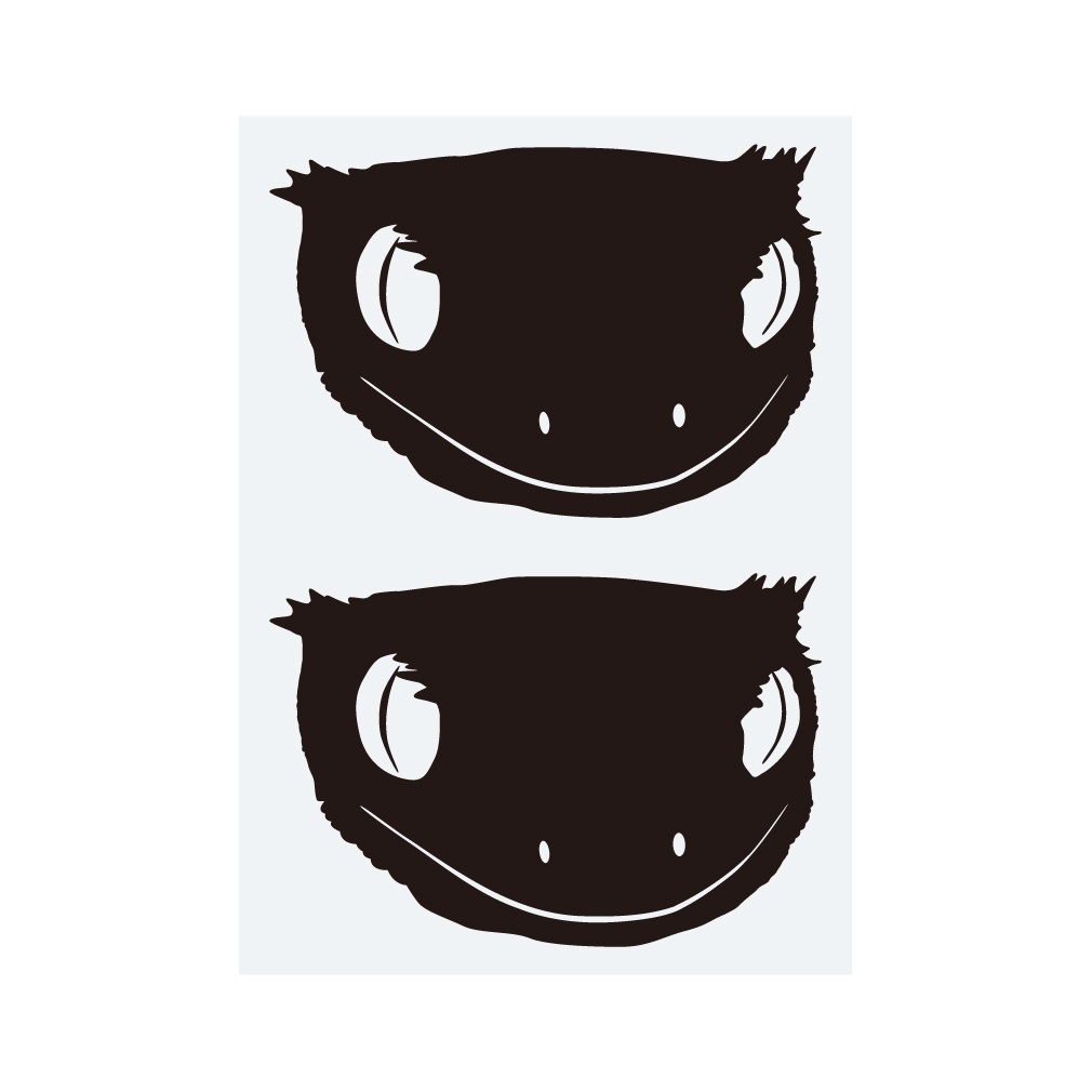 ステッカー　クレステッドゲッコーの正面顔・小（2片）