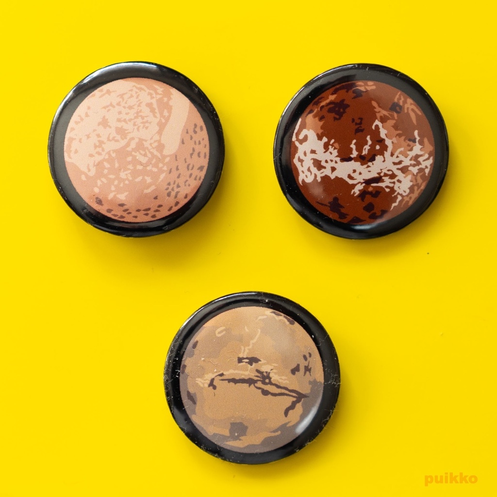 缶バッジ 32mm　水星・金星・火星（黒地）（3個セット）