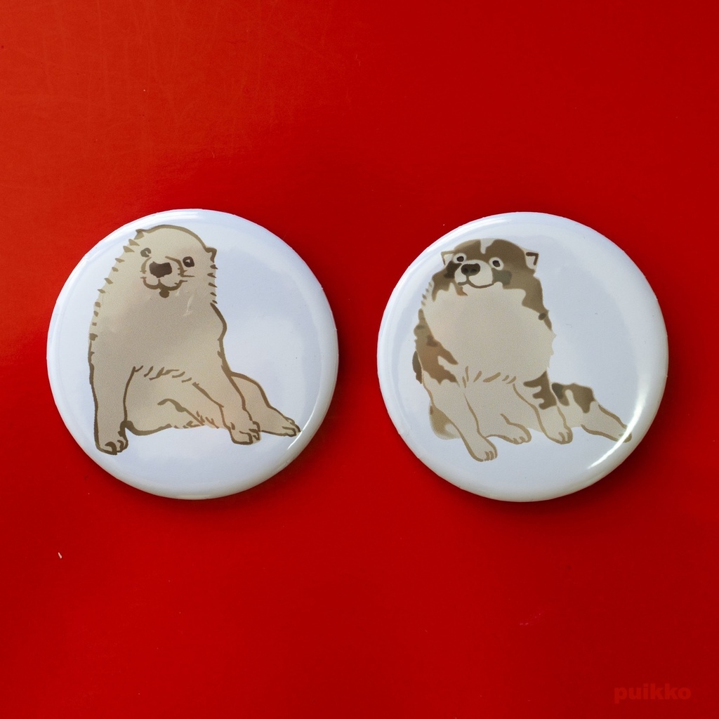 缶バッジ 58mm　長沢芦雪　子犬（2個セット）
