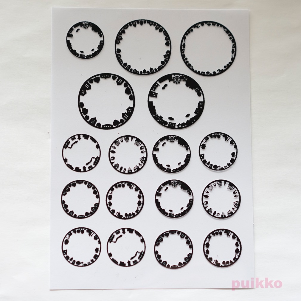 かわいい街並みサークル 箔押し レジン封入用フィルム