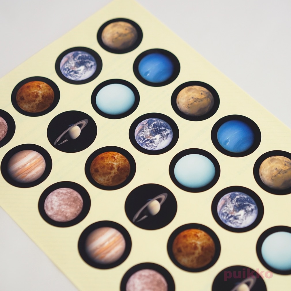 耐水シール 惑星2 丸シール40mm