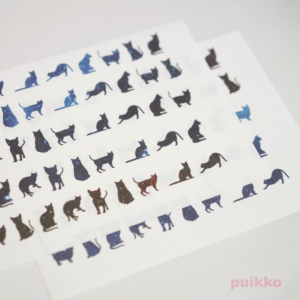 用紙が選べるシール 宇宙柄の猫