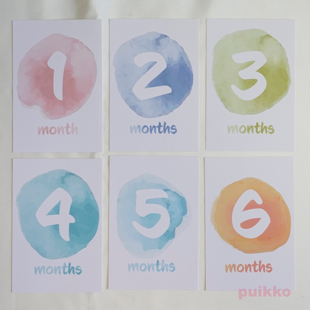 ベビーマンスリーカード 水彩サークル(はがきサイズ)