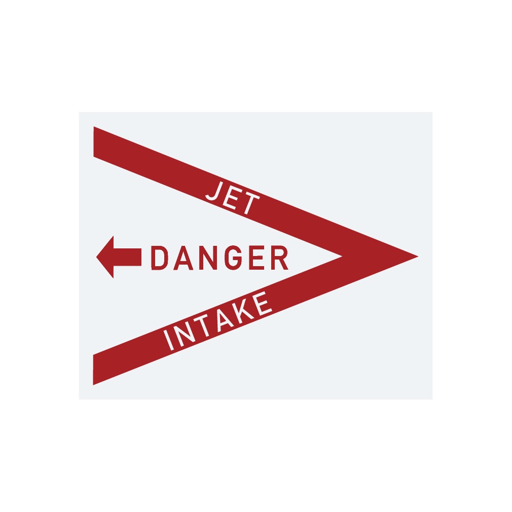 ミリタリーステッカー　整備記号　DANGER JET INTAKE　左向き