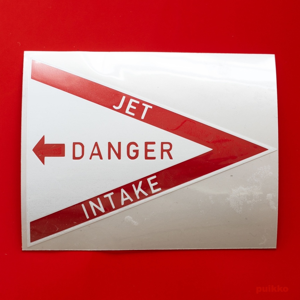 ミリタリーステッカー　整備記号　DANGER JET INTAKE　左向き（重ね貼りタイプ）